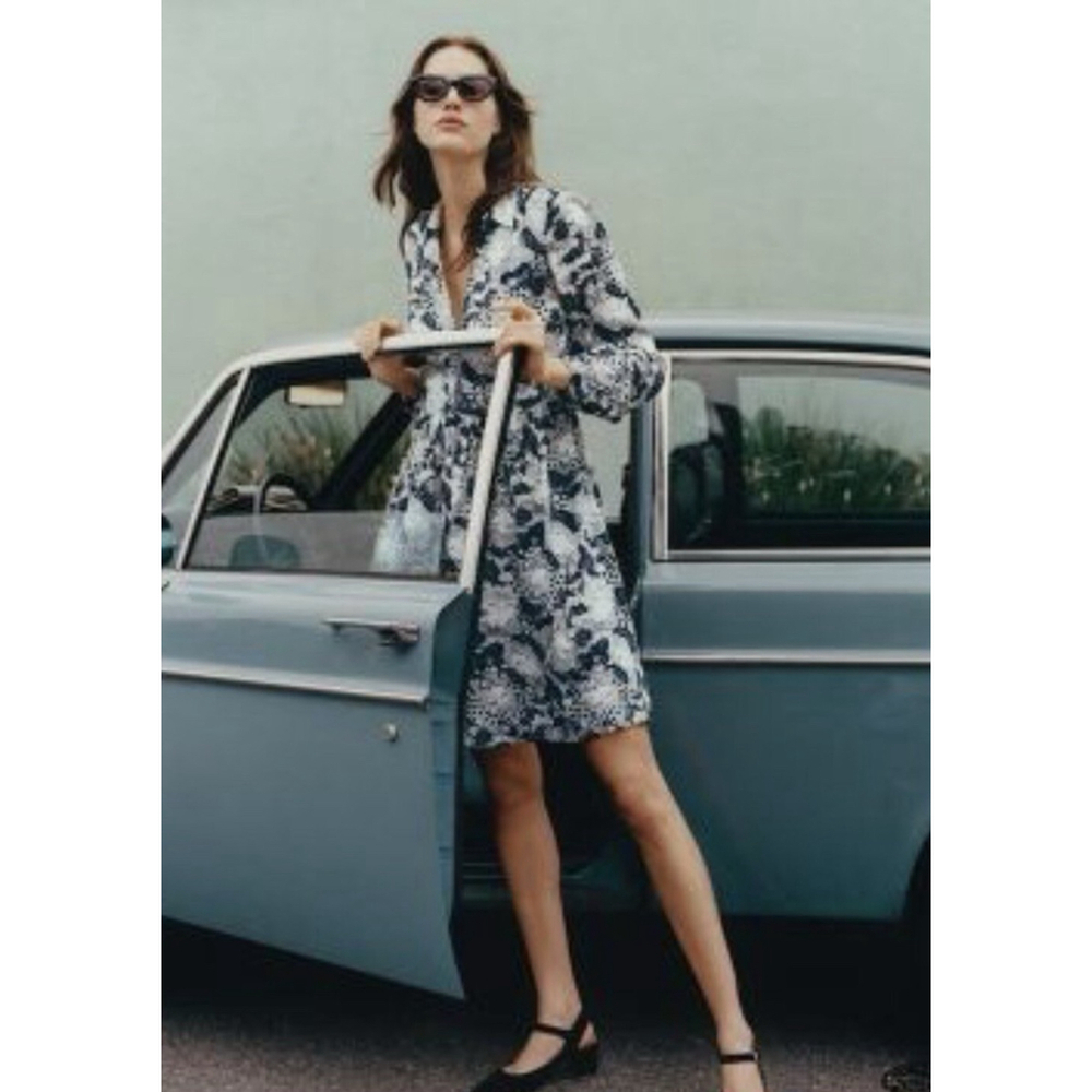 Anthropologie Conversations Colloquial Long Sleeve Shirtdress 0 Abstract Art